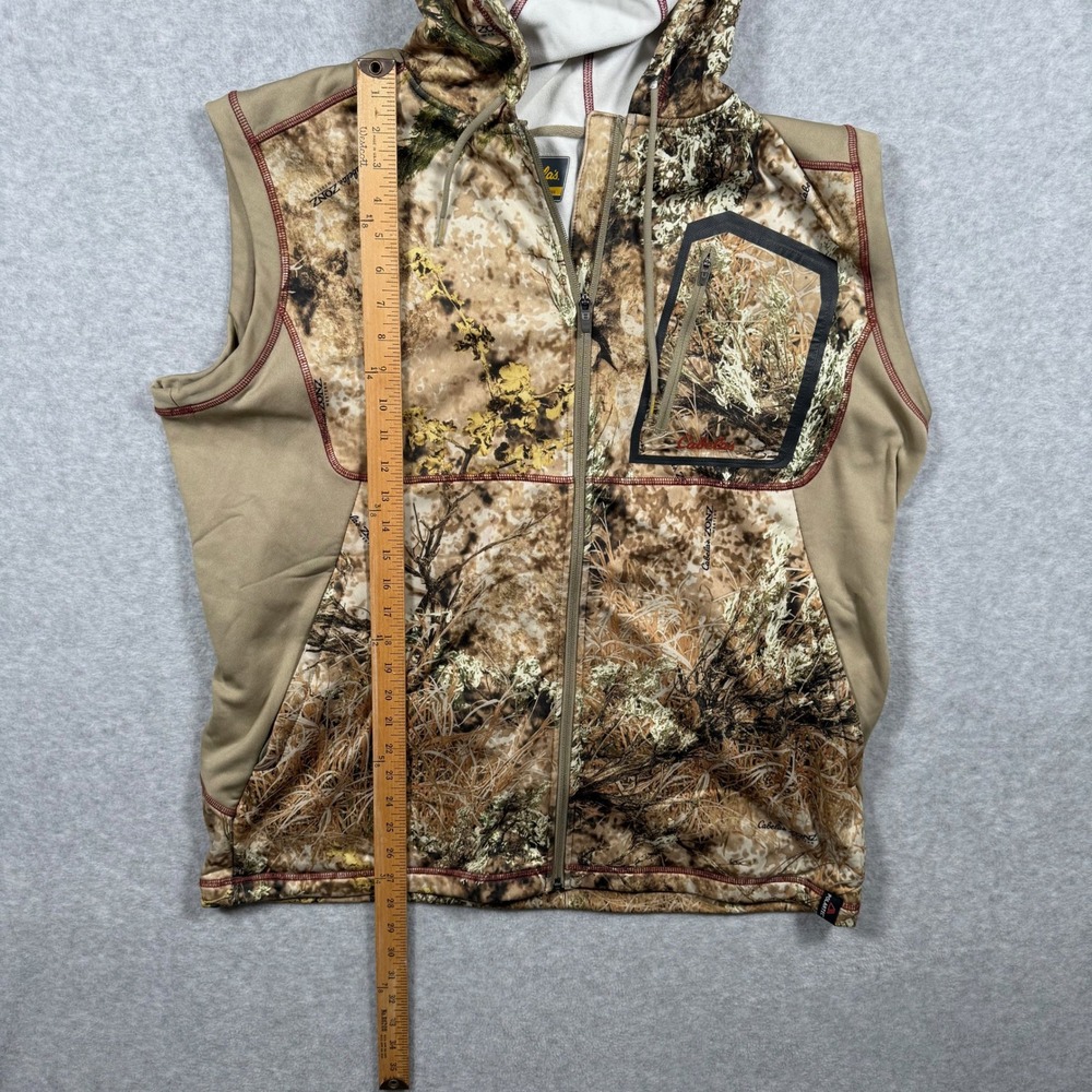 Cabelas ZONZ Camo Full Zip Hooded Vest Mens XL Brown Tan Hunting M33VT008/R - Picture 5 of 10